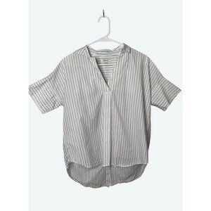 Madewell 100% Cotton Courier Button Back Striped Blouse White Black Size X-Small